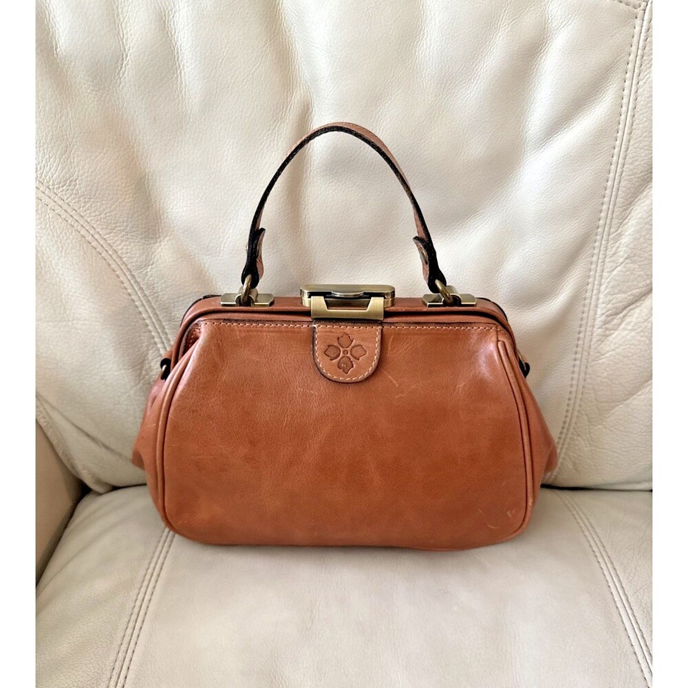 Patricia Nash Leather Gracchi Frame Satchel Bag Brown Top Handle Y2K - Picture 2 of 15